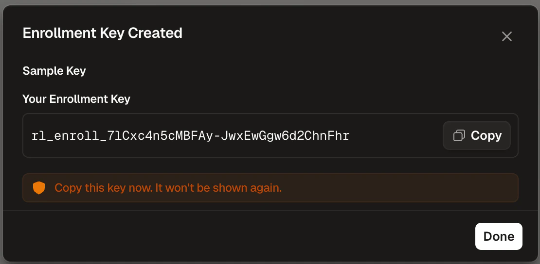 Enrollment Key Created