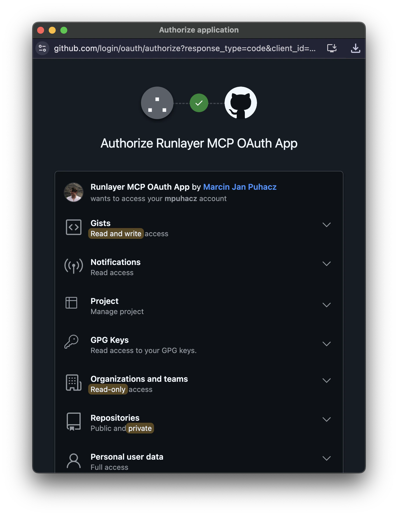GitHub OAuth Authorization Page