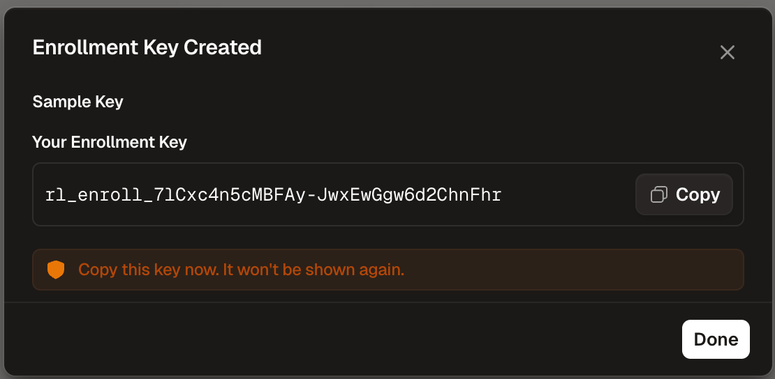 Enrollment Key Created