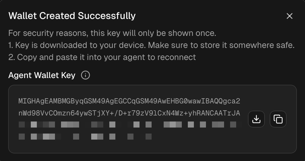 Copy Agent Wallet Key
