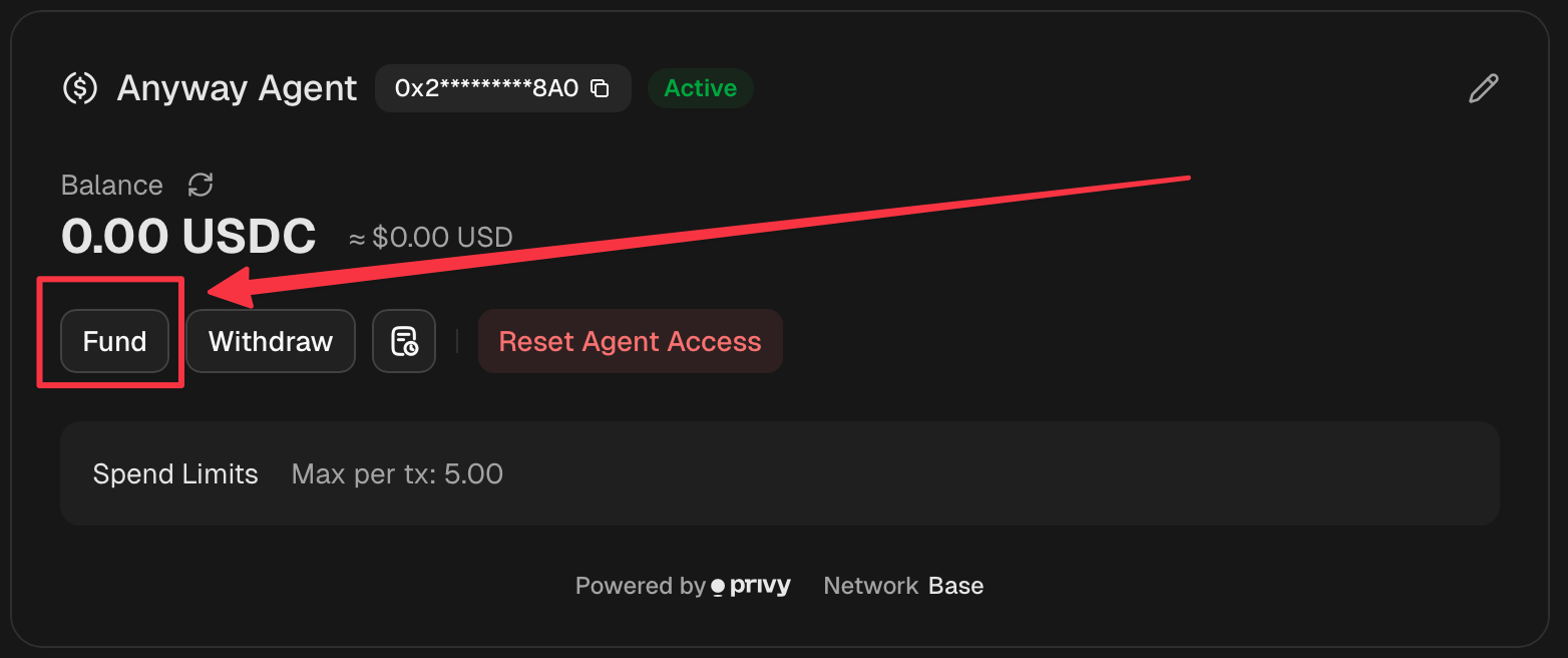 Fund wallet button