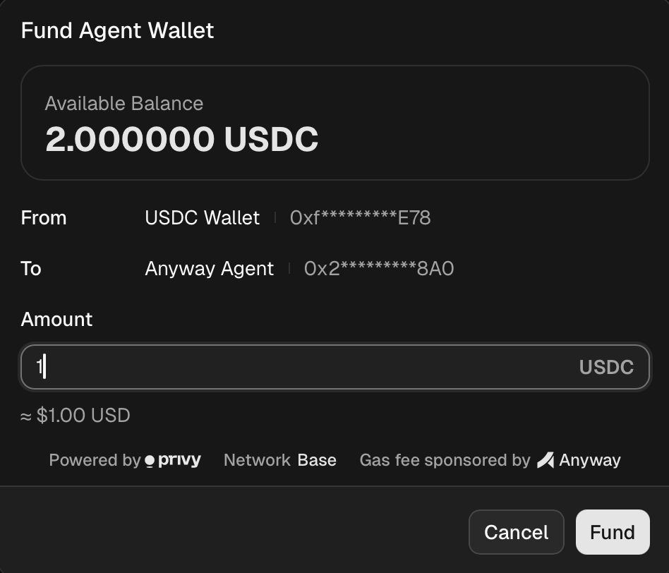 Fund amount modal