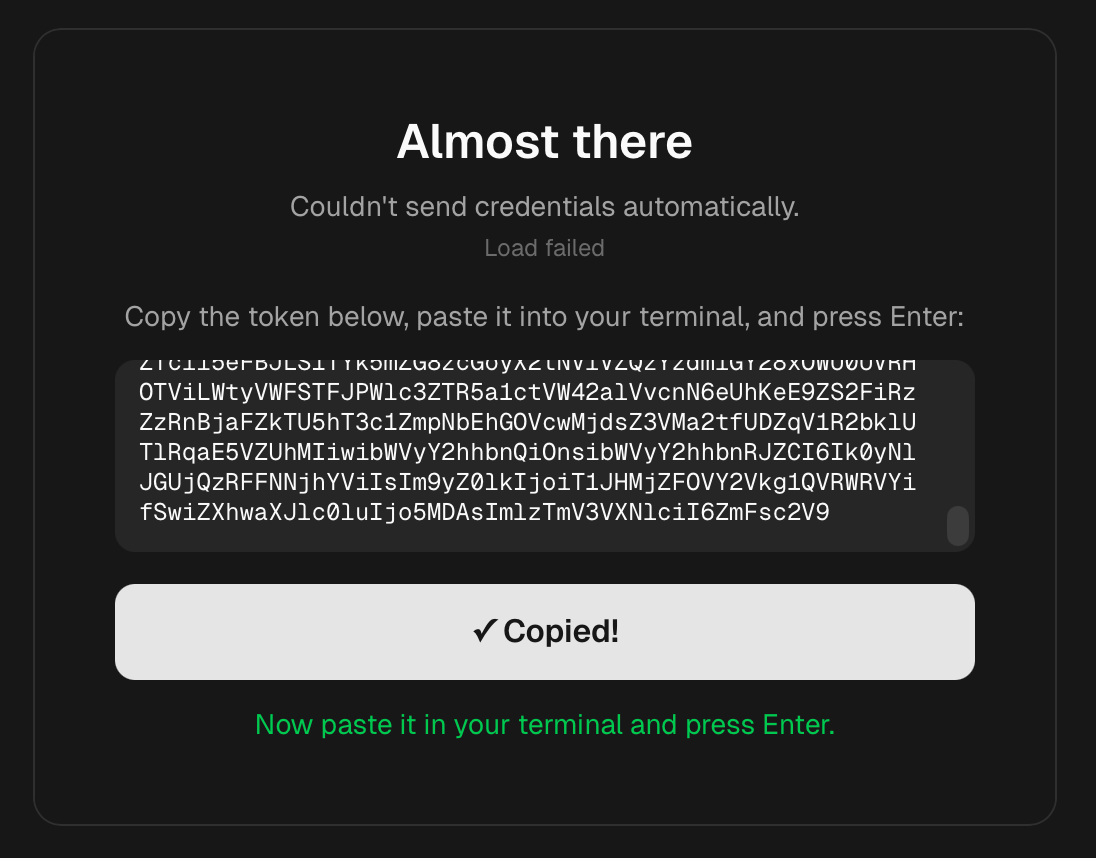 Copy and paste token