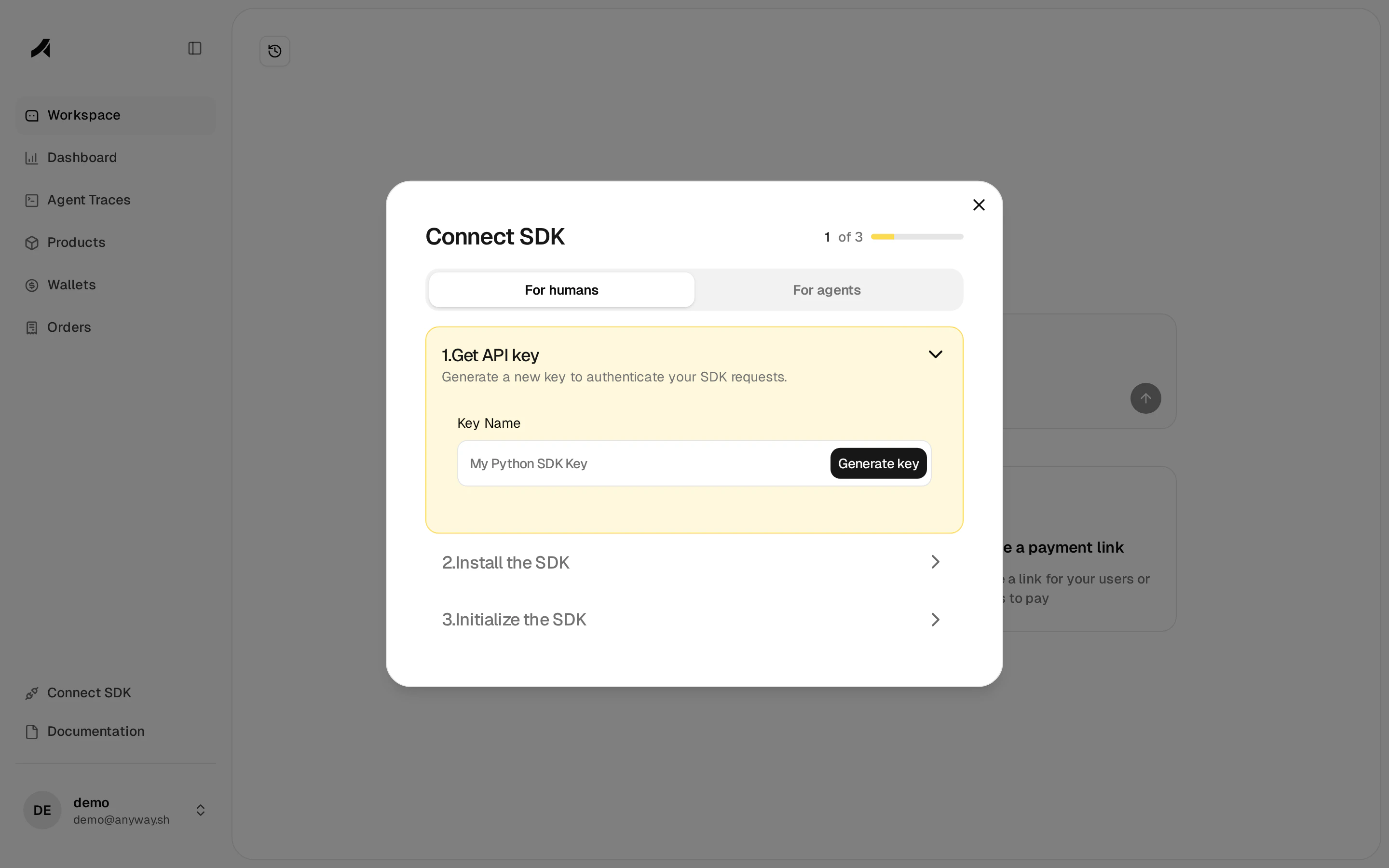 Connect SDK — guided integration wizard
