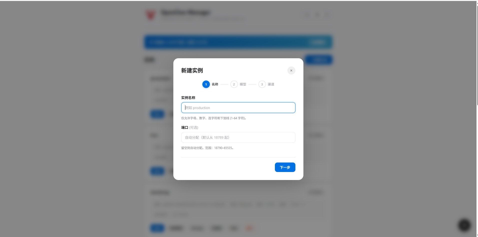 인스턴스 이름 입력