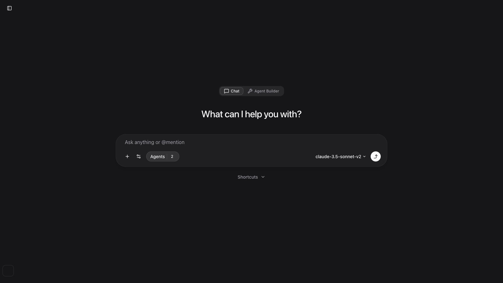 Copilot home screen with Chat and Agent Builder toggle