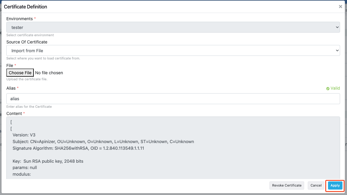 Certificate Saving Changes