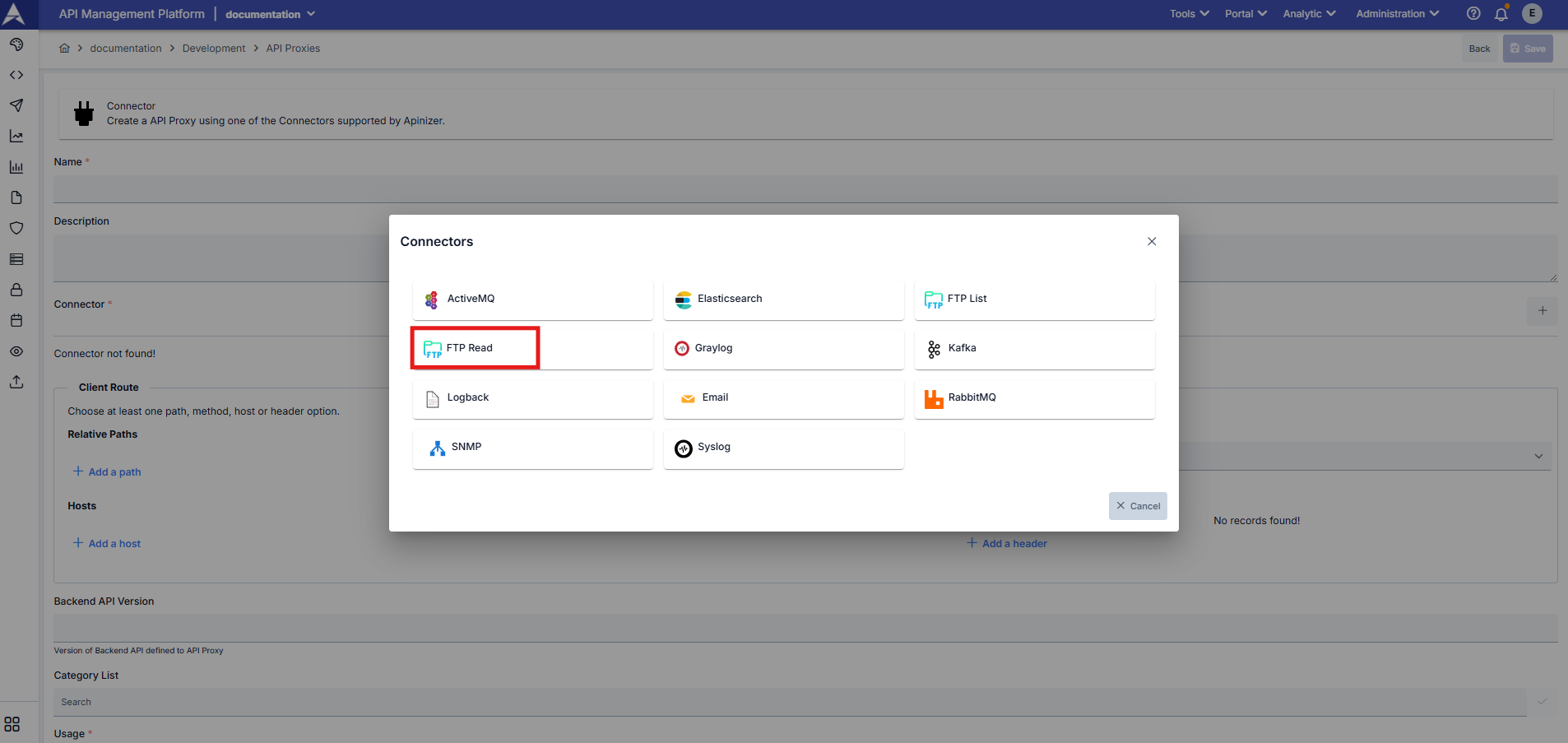 FTP Read Konnektör Konfigürasyonu