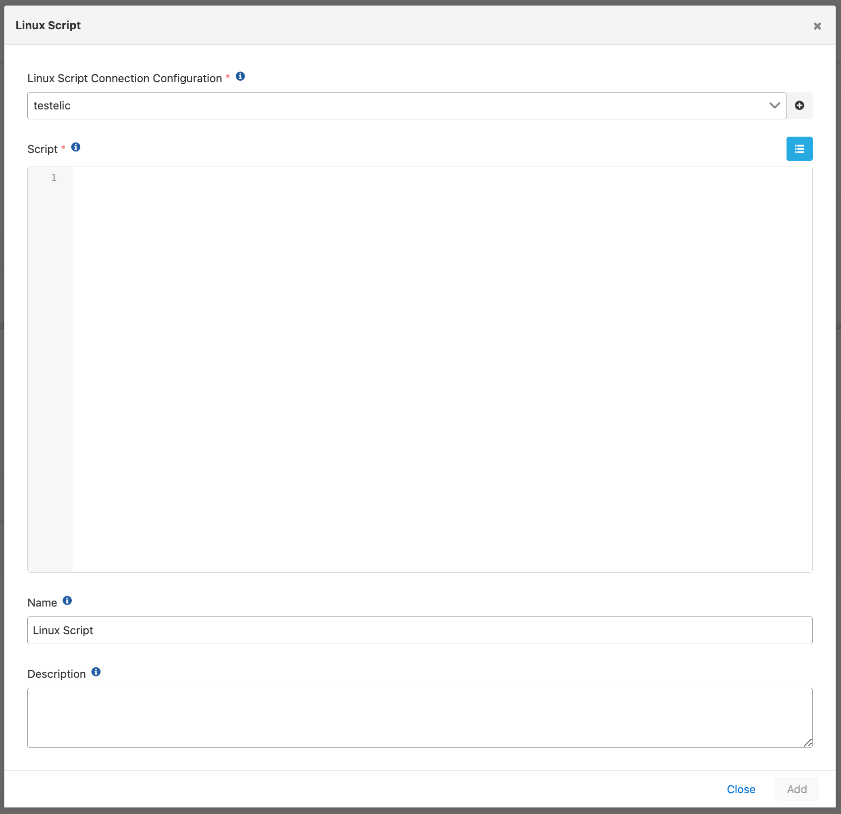 Linux Script Connector Configuration