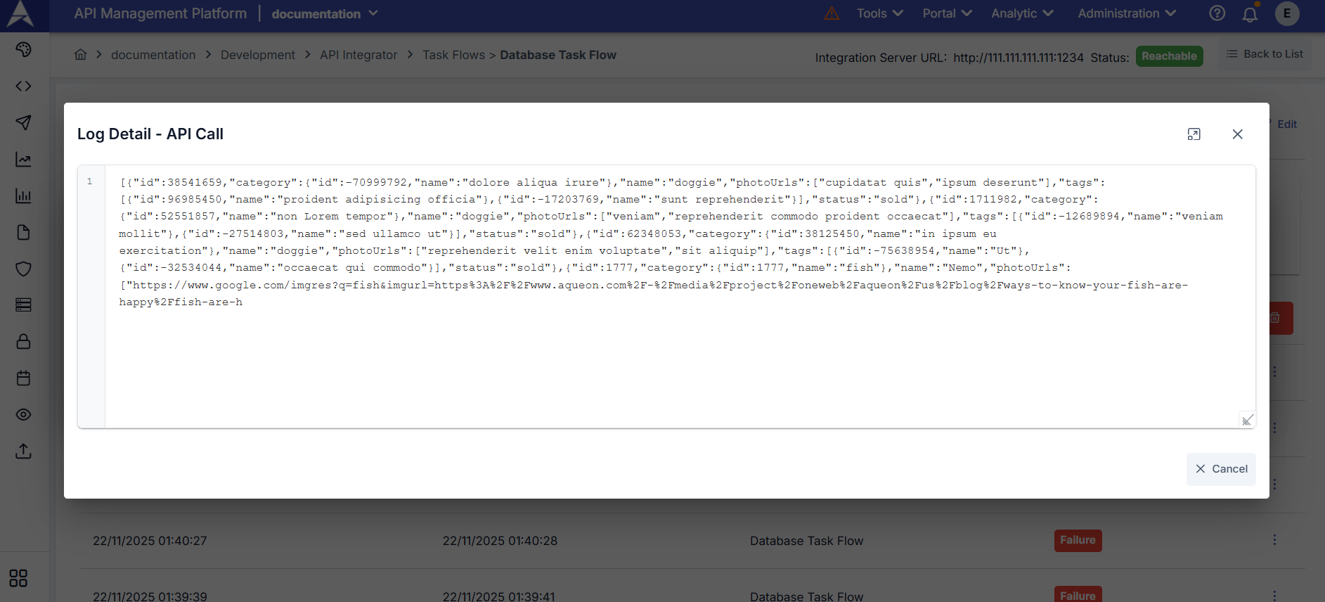 API Call Task Output