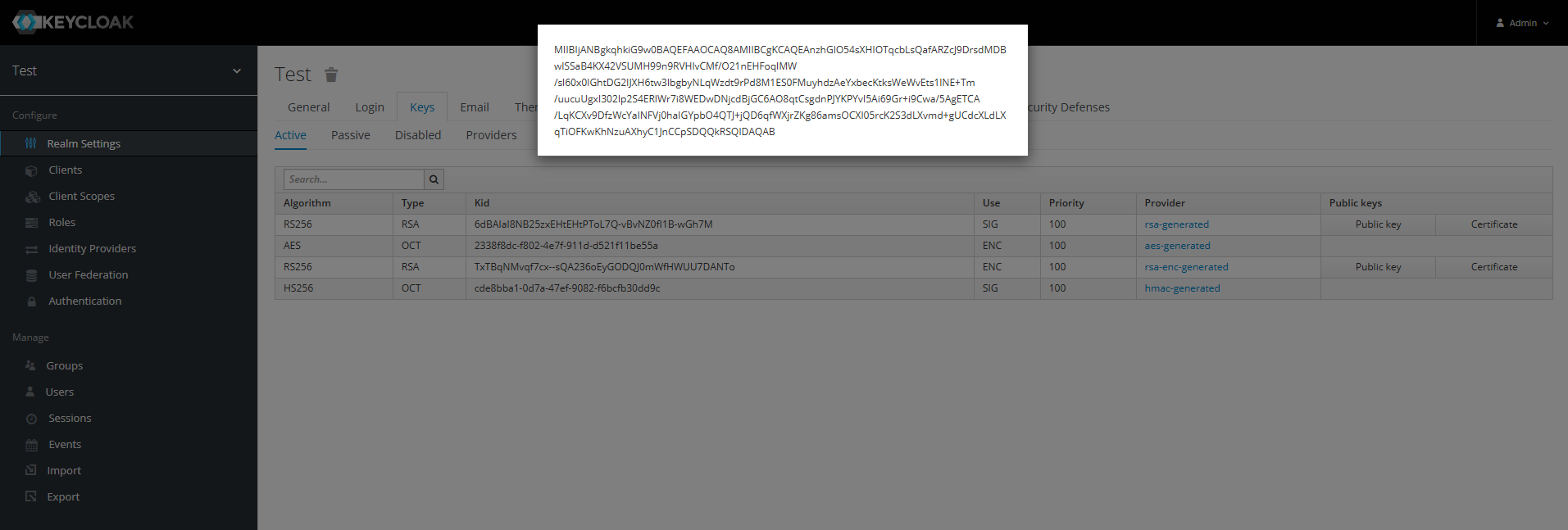 Keycloak Public Key Detay