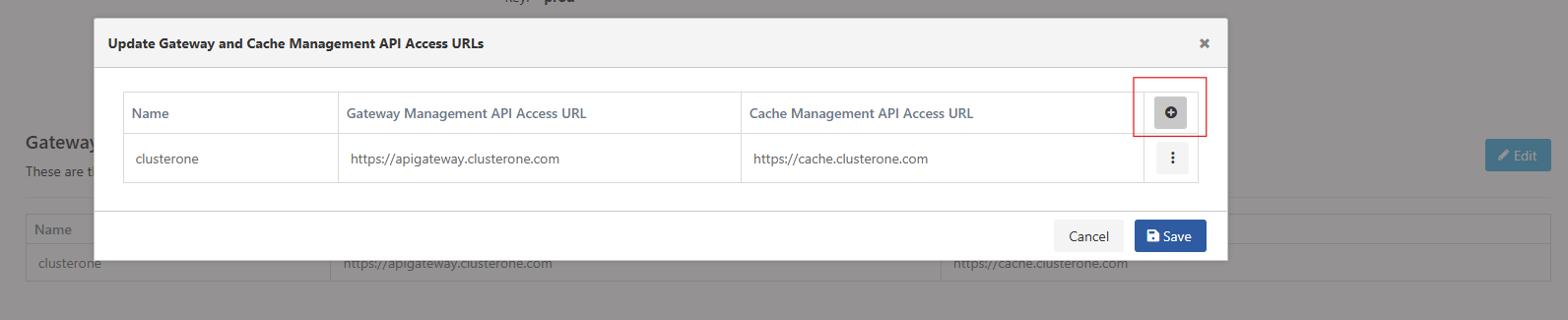 Gateway and Cache Management API Access URLs