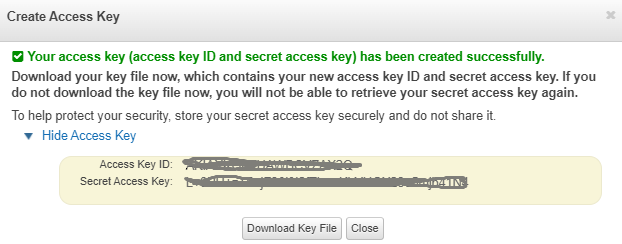 Access Key Dialog