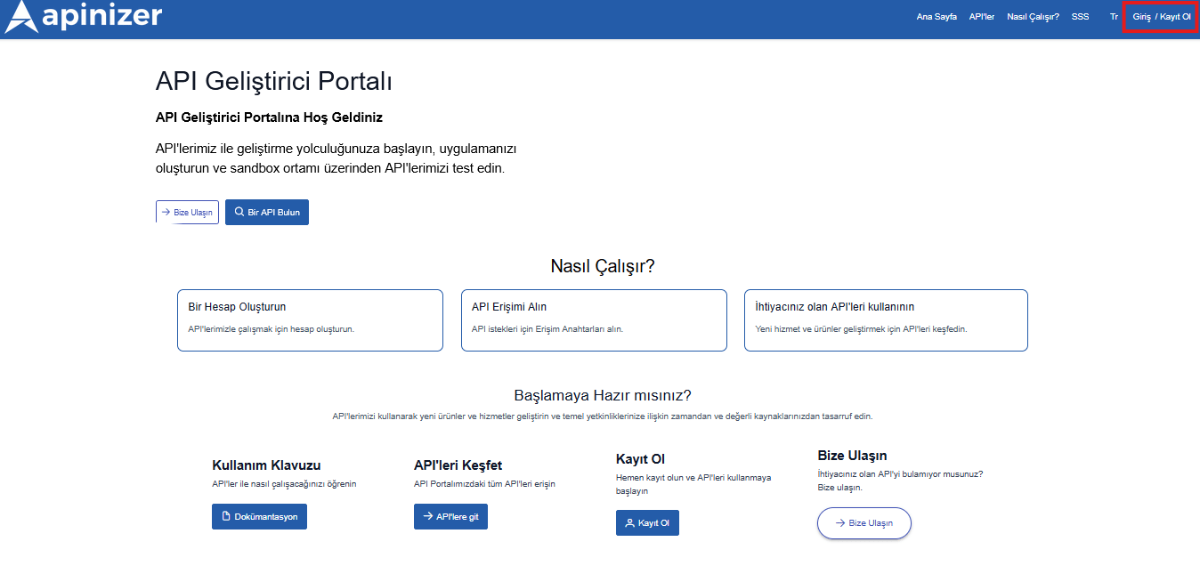 API Portal Homepage