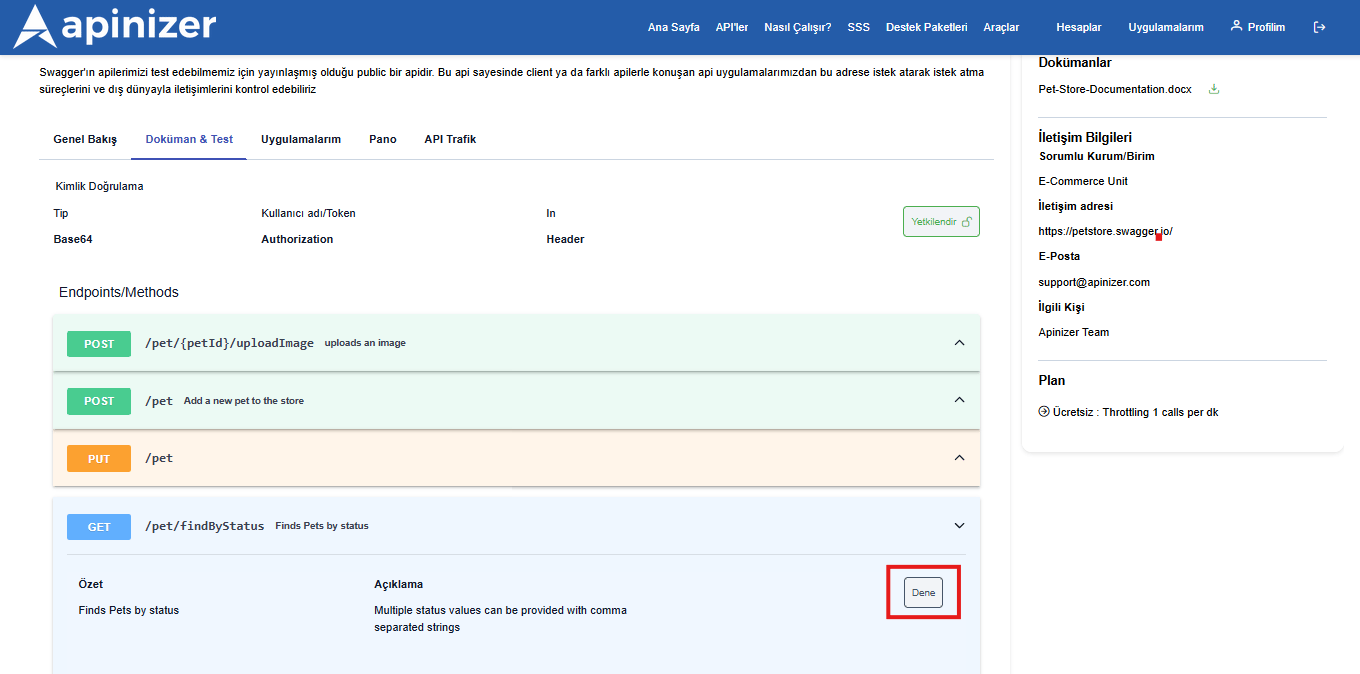 Documentation & Test Tab