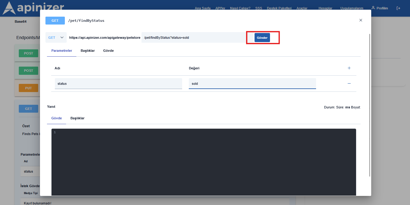 Sending Test Request