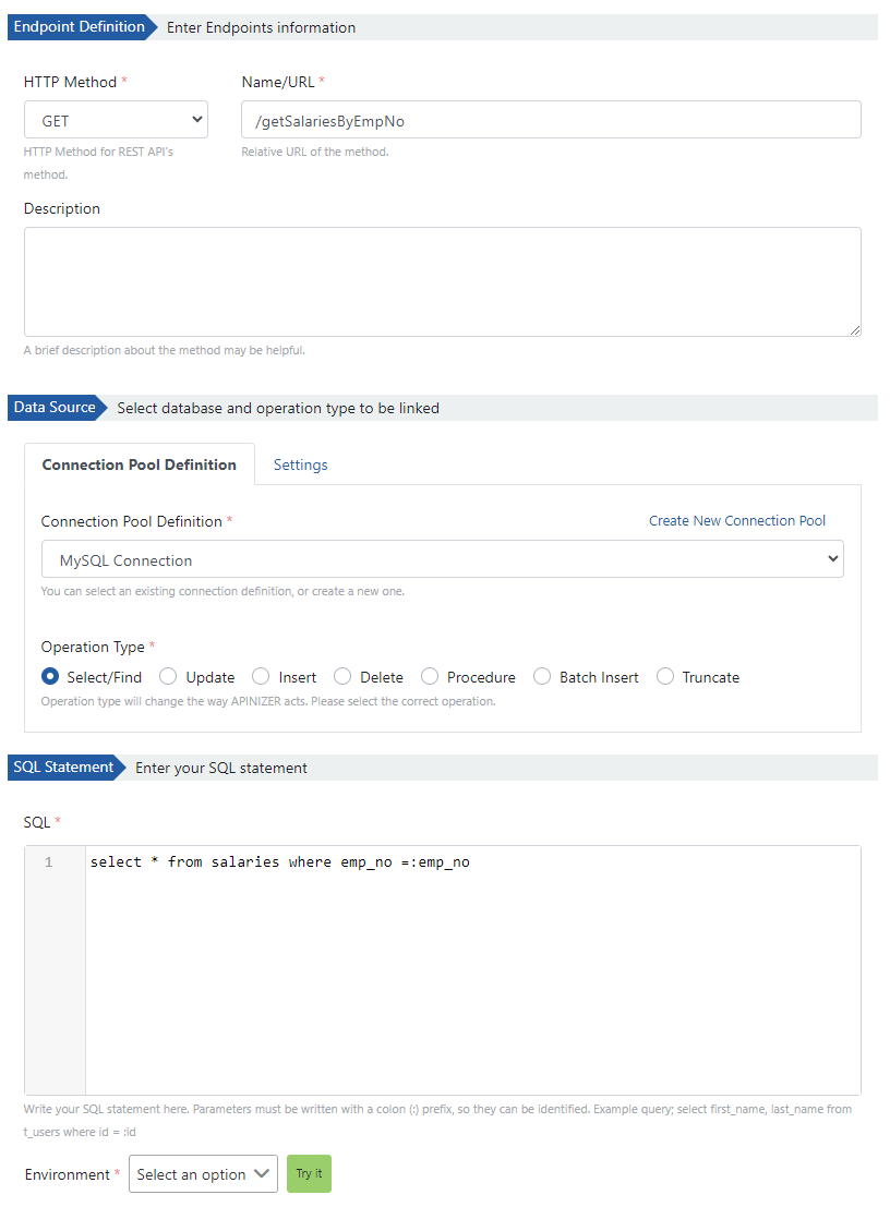 Fields for GET endpoint