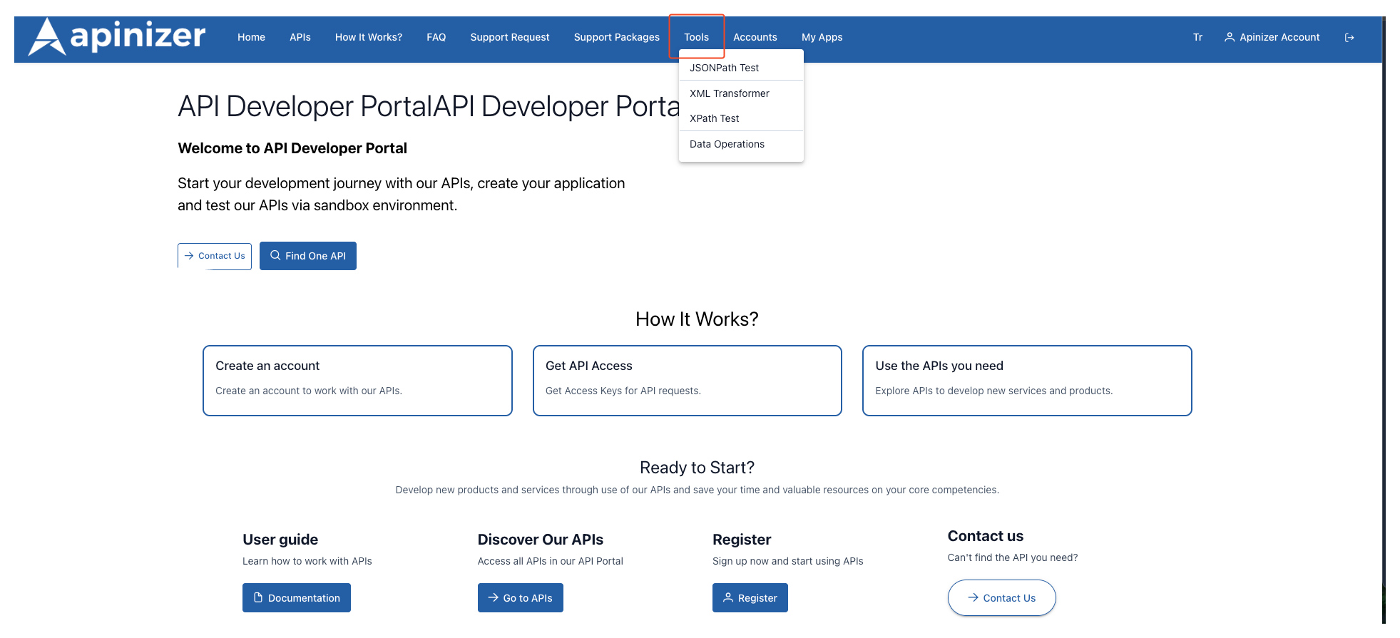 Test Araçları Menüsü