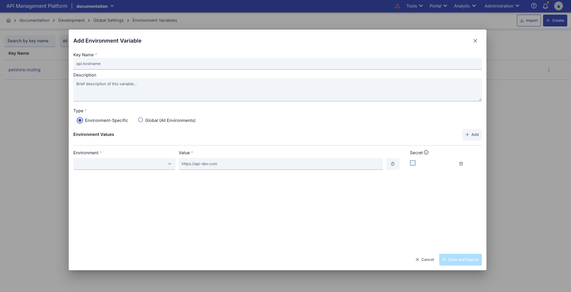 Environment Variable Creation