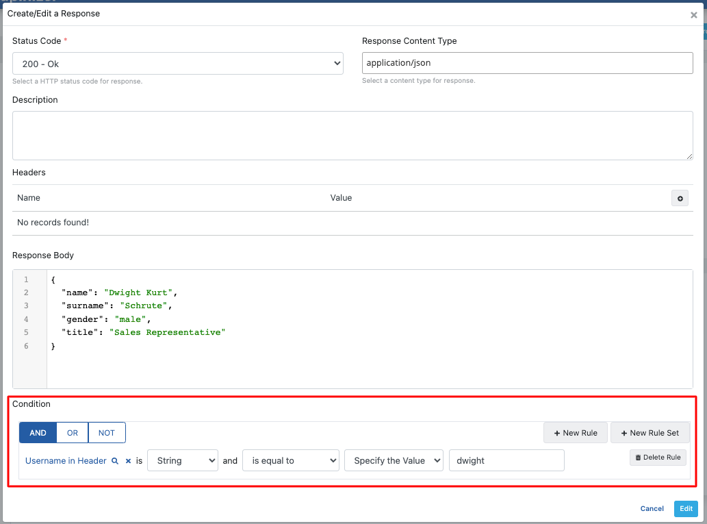 Conditional Response Settings