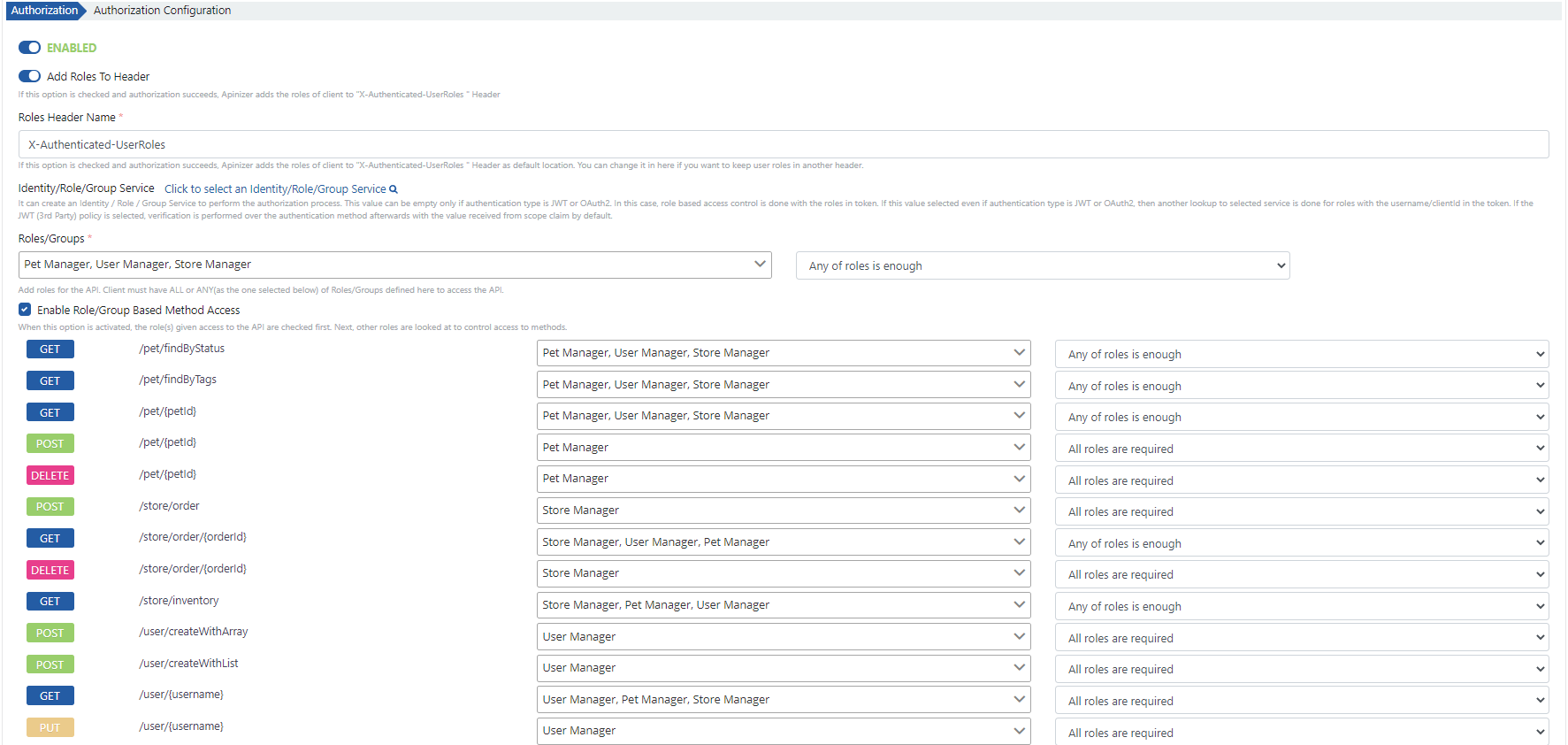 Authorization Settings