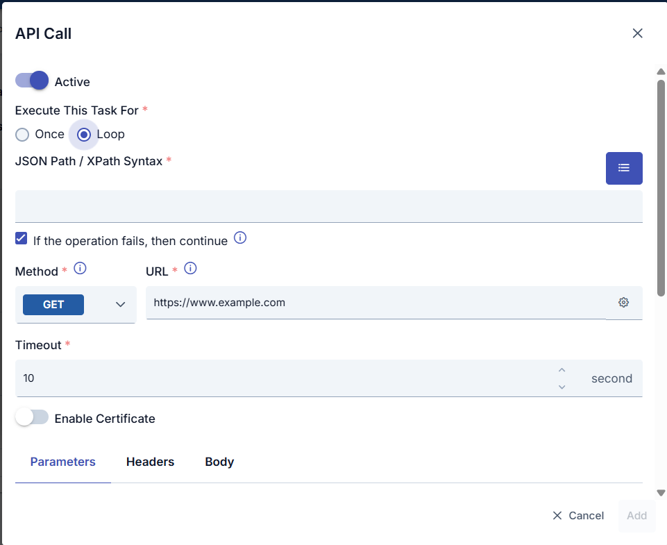 API Call Configuration