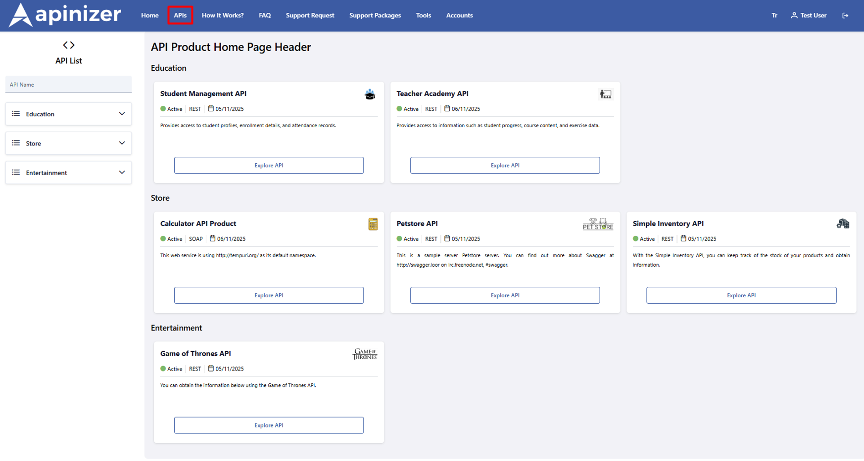 API Product Application Registrations Screen