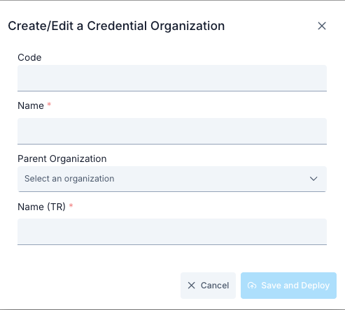 Responsible Unit Creation Screen