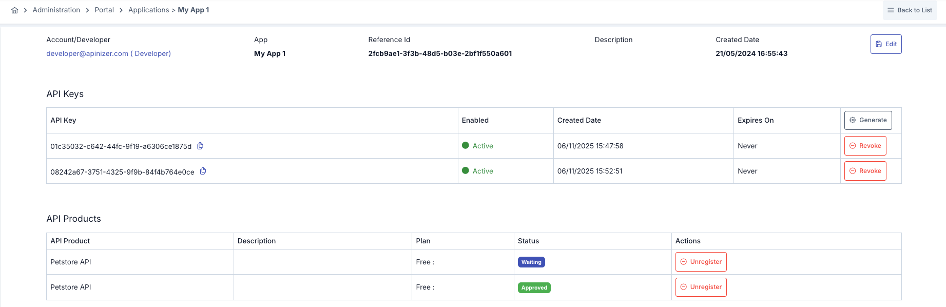 Portal App Detail Screen