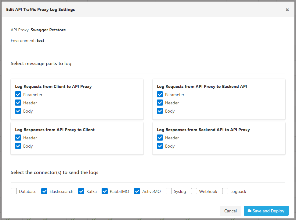Log Settings Editing Dialog