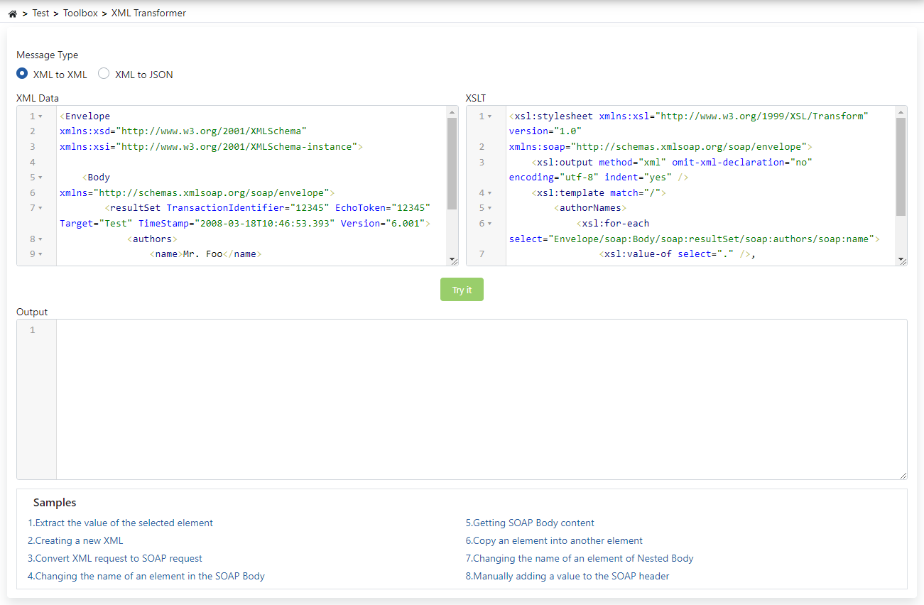 XML to XML Transformer