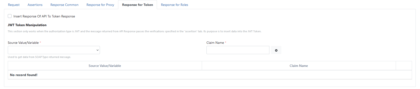Response for Token Tab
