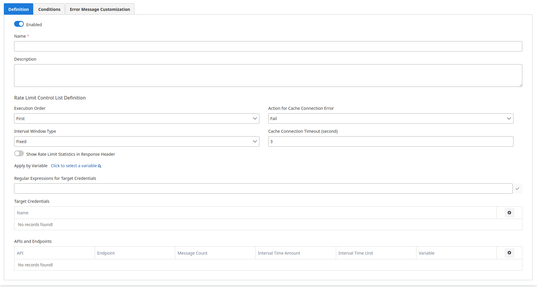 Rate Limit Control List
