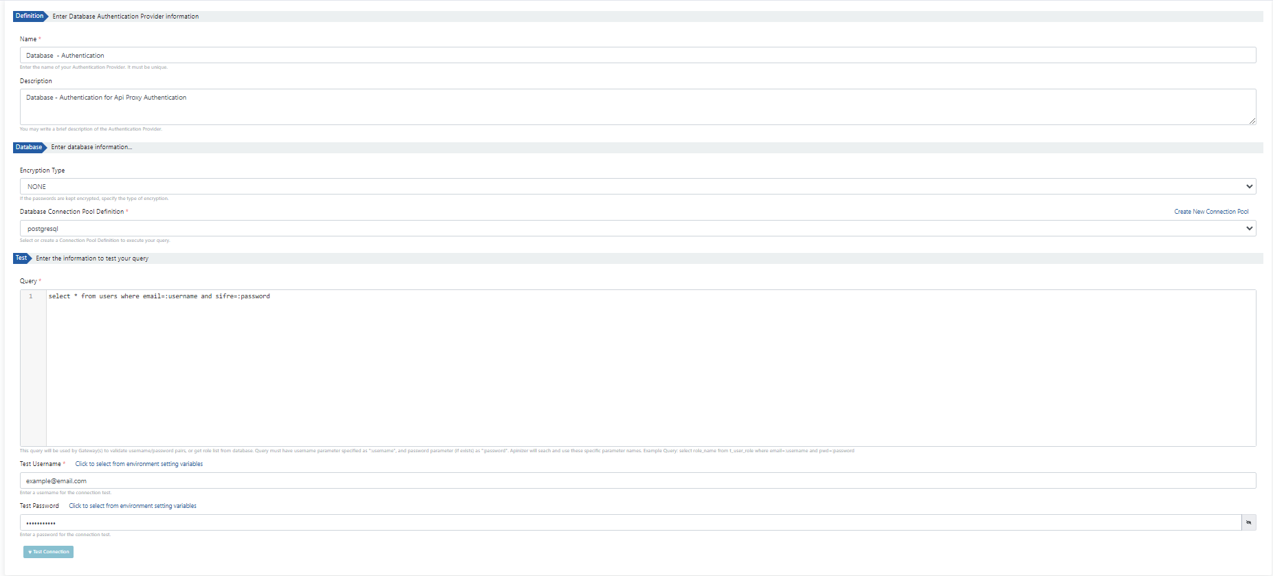 Identity Authentication Connection with Database