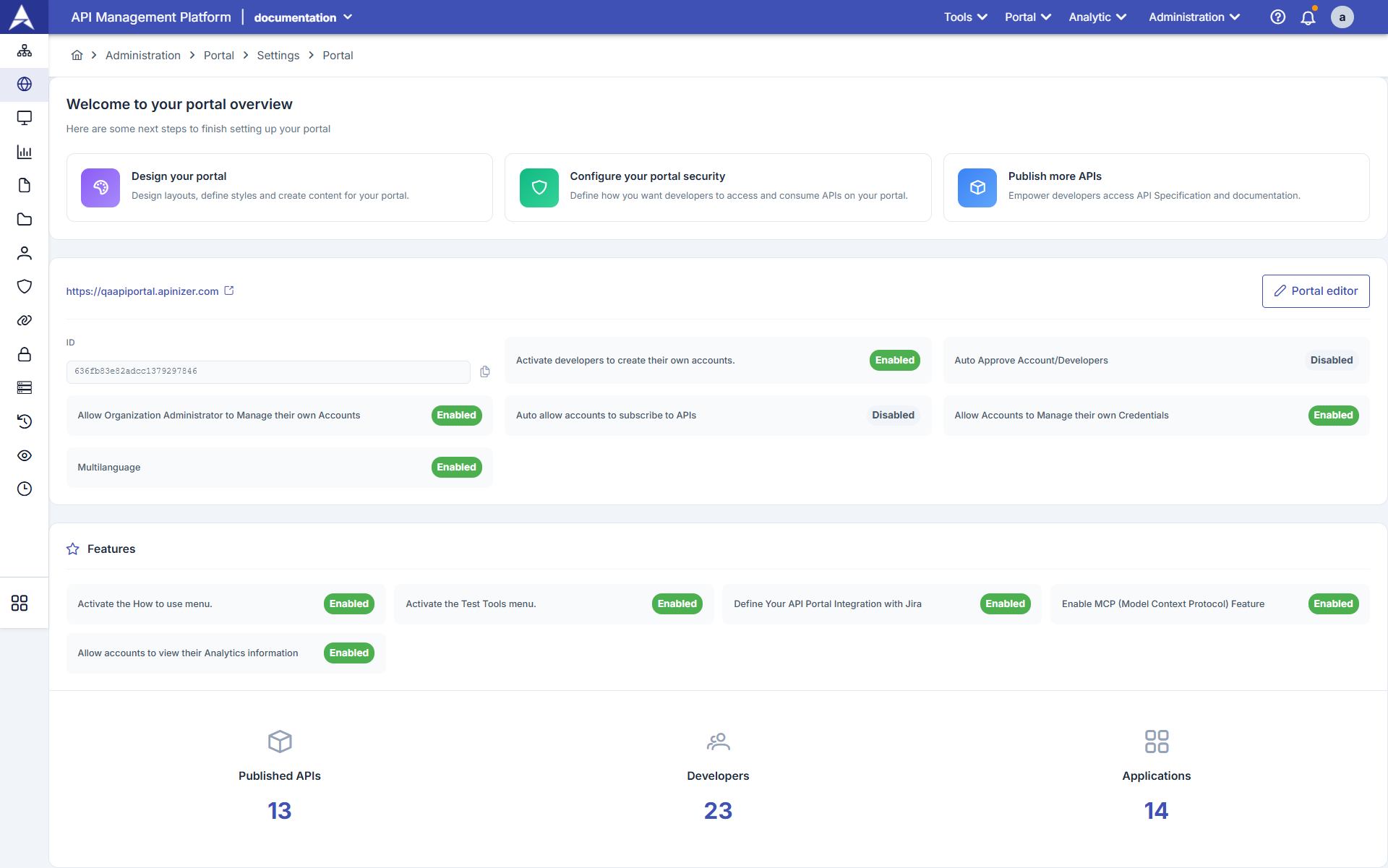 Portal Genel Bakış Ekranı - Multi Portal Seçim Menüsü ve Kurulum Adımları
