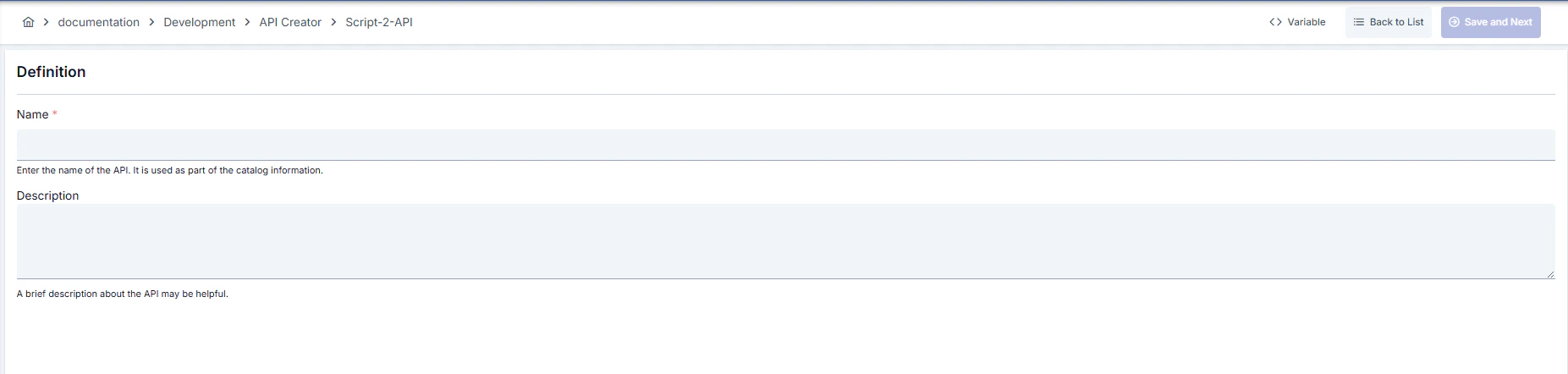 Filling API Information