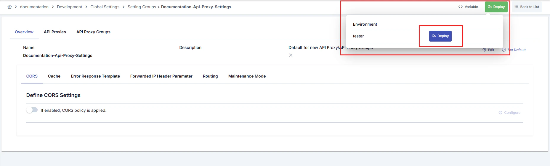 Settings Group Deploy