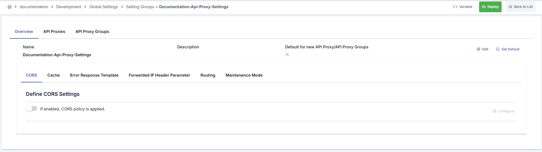 Settings Group Settings