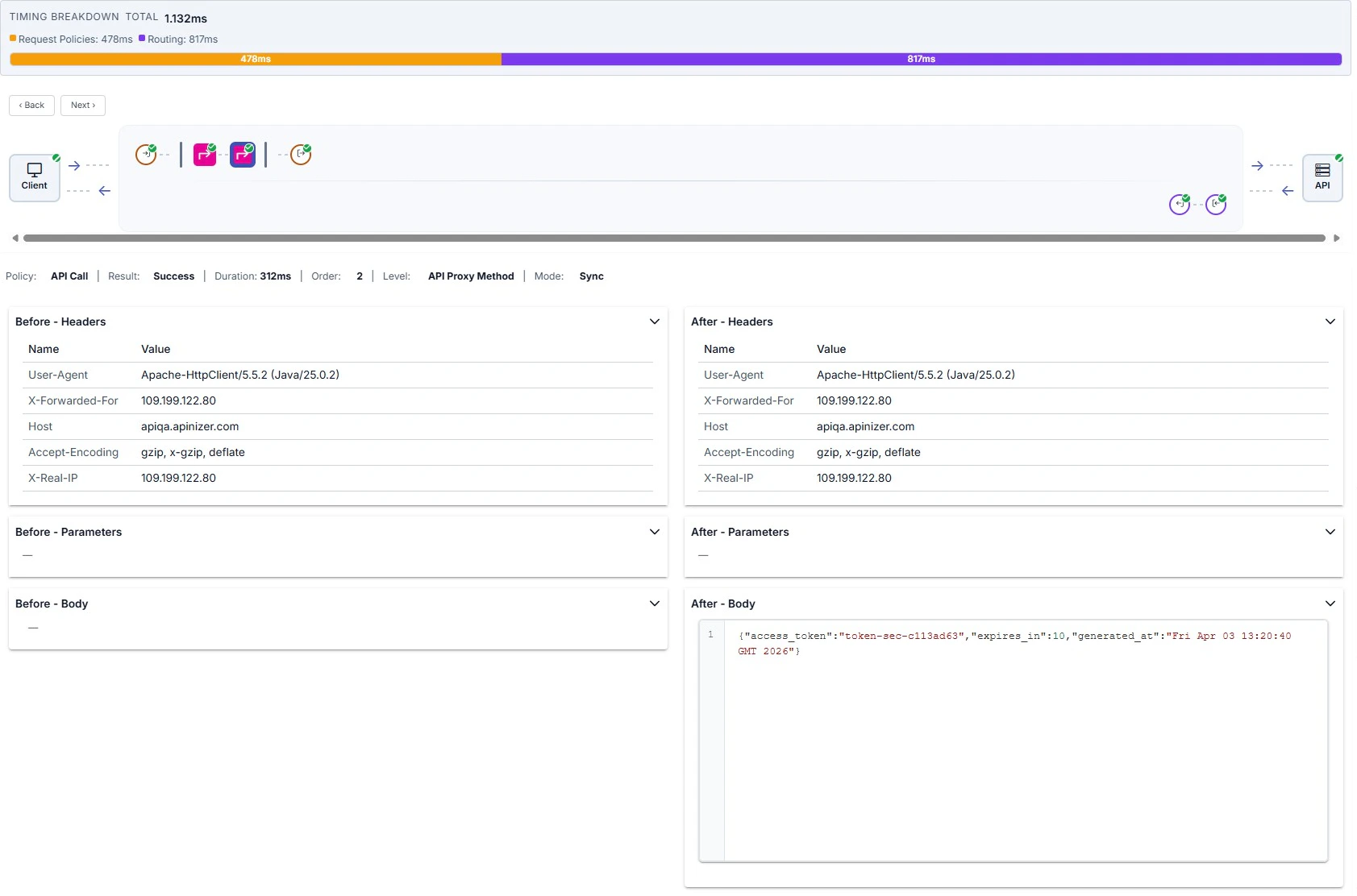 Trace drawer: another request pipeline policy step