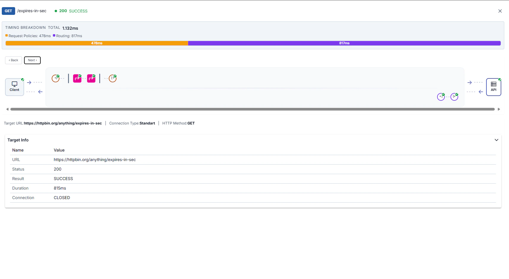 Trace drawer: backend target summary