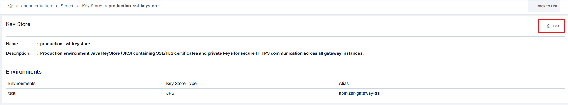 Key Store Düzenleme İşlemi