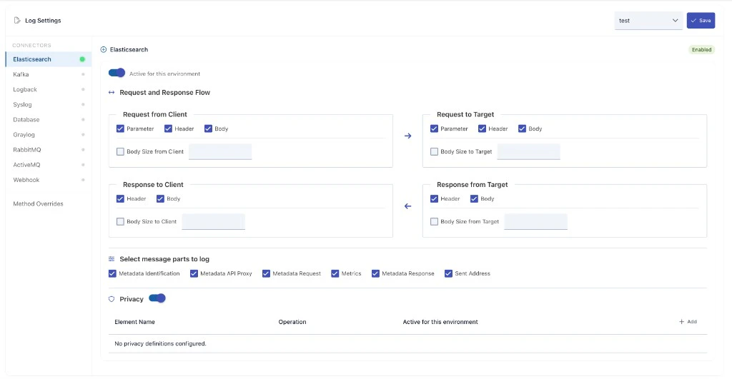 Log Ayarları Sekmesi