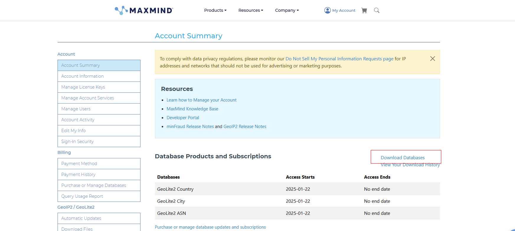MaxMind GeoLite2 City Download