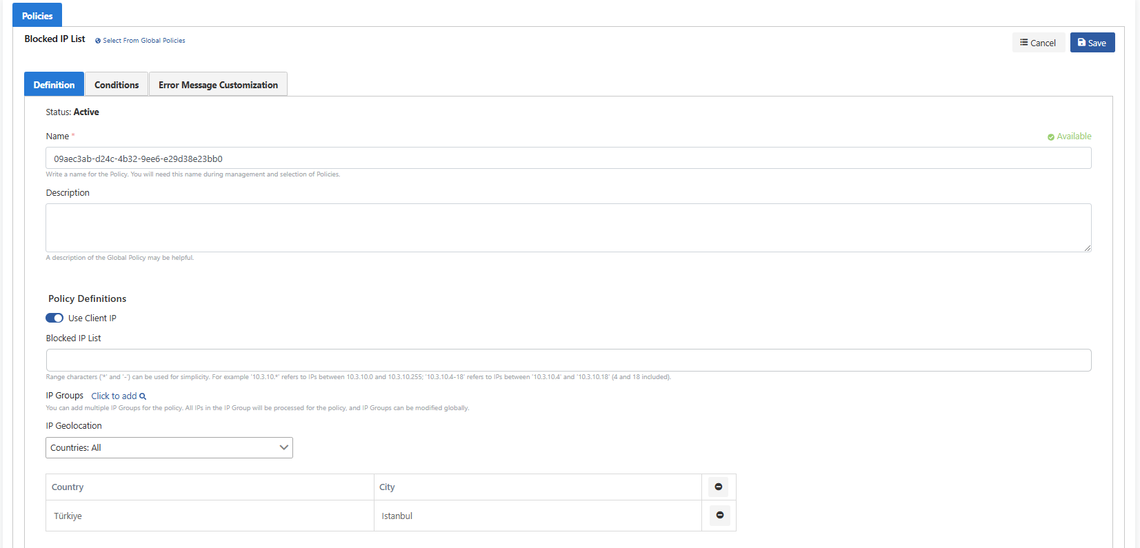 IP Geolocation Istanbul Selection
