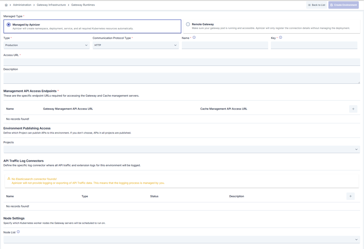 Gateway Runtime Oluşturma
