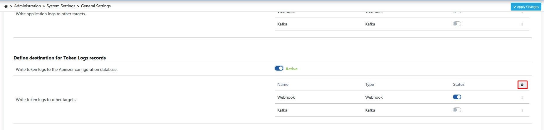 Syslog Connection Definition Selection
