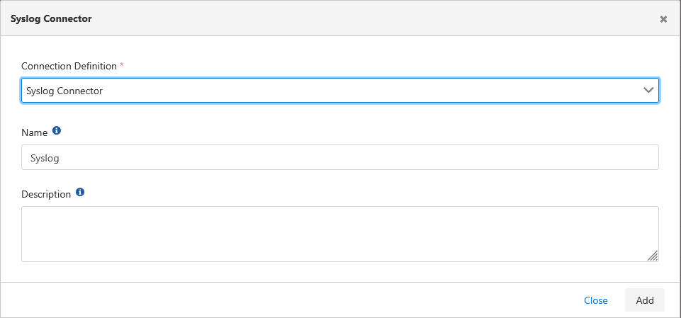 Token Logs Syslog Connection Definition Selection