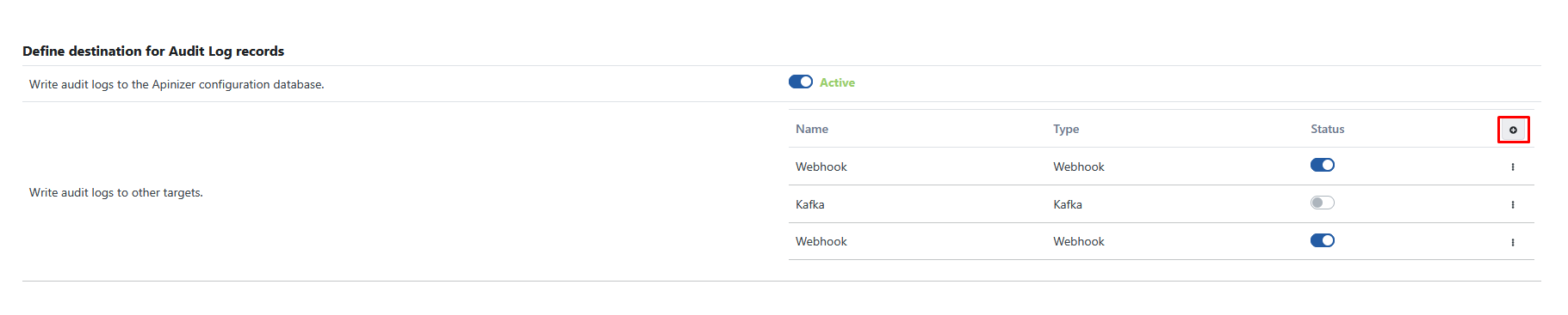 Audit Logs Syslog Connector Selection