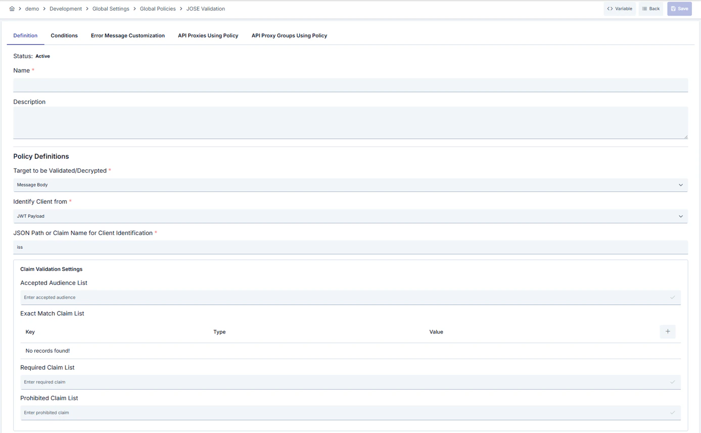 JOSE Verification Policy
