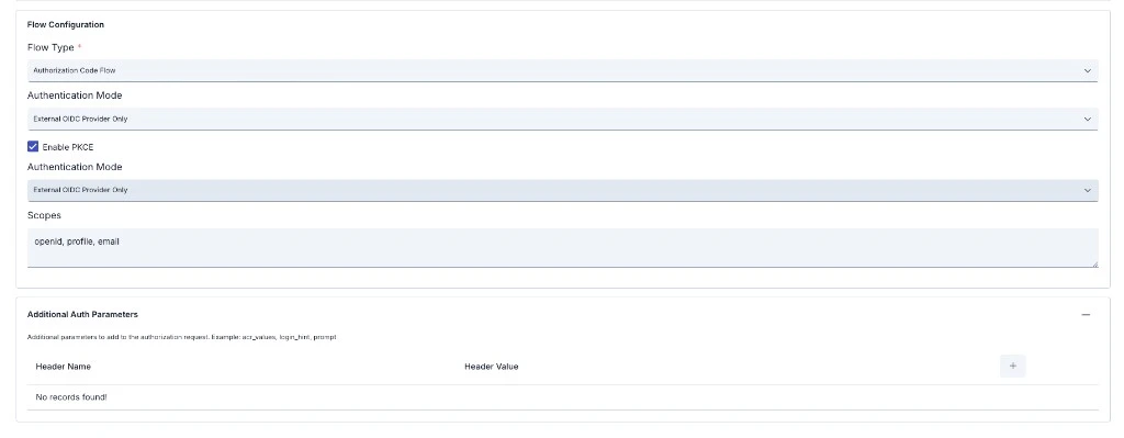 OIDC Connection: flow and additional authorization parameters